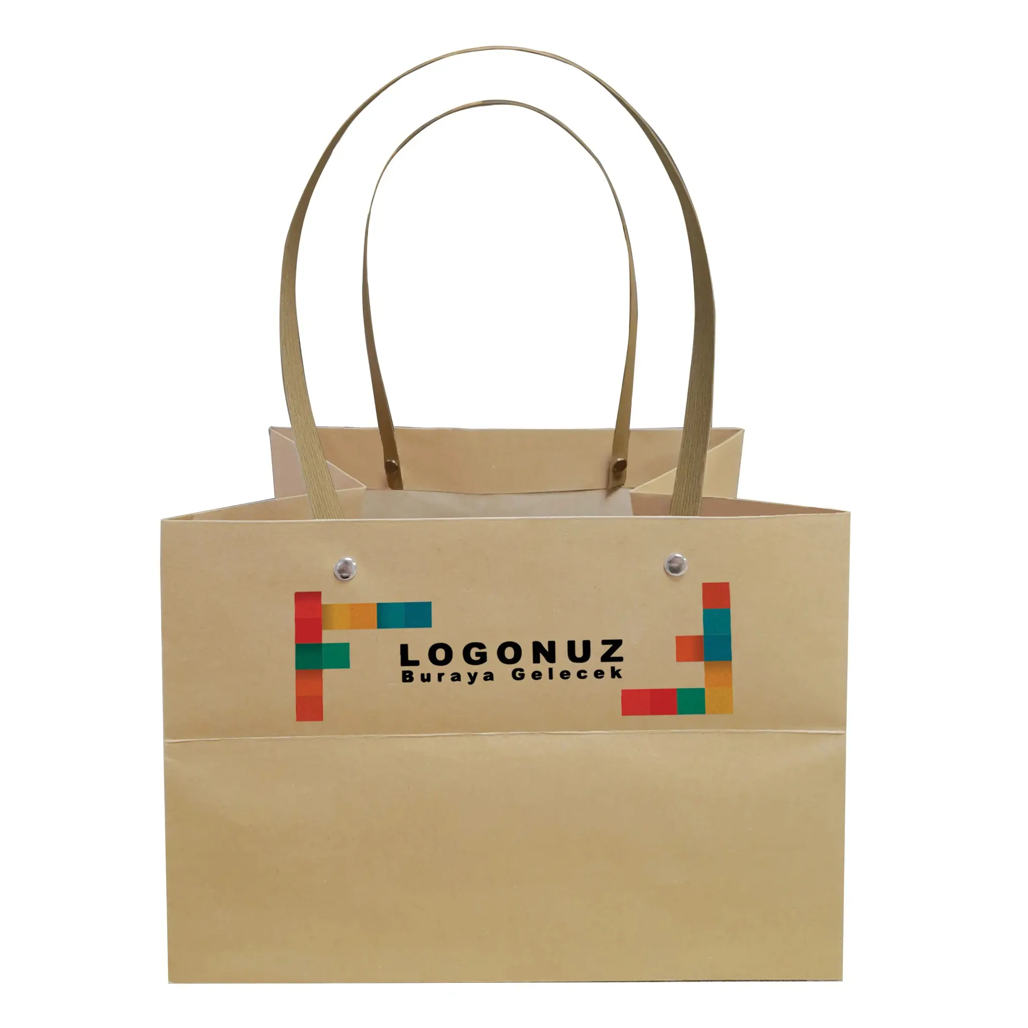 Özel Baskılı Kraft Renk Bambu Saplı