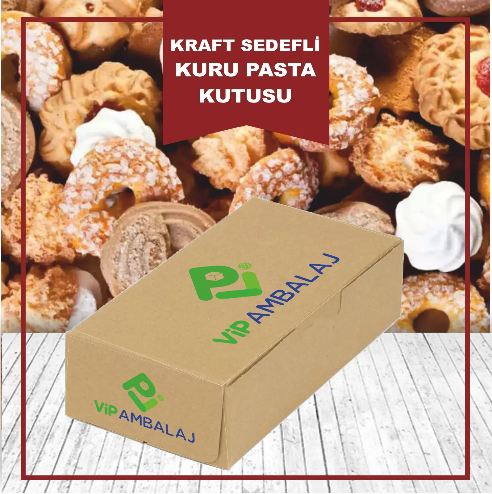 Özel Baskılı Kuru Pasta Kutusu 500 gr Sedefli