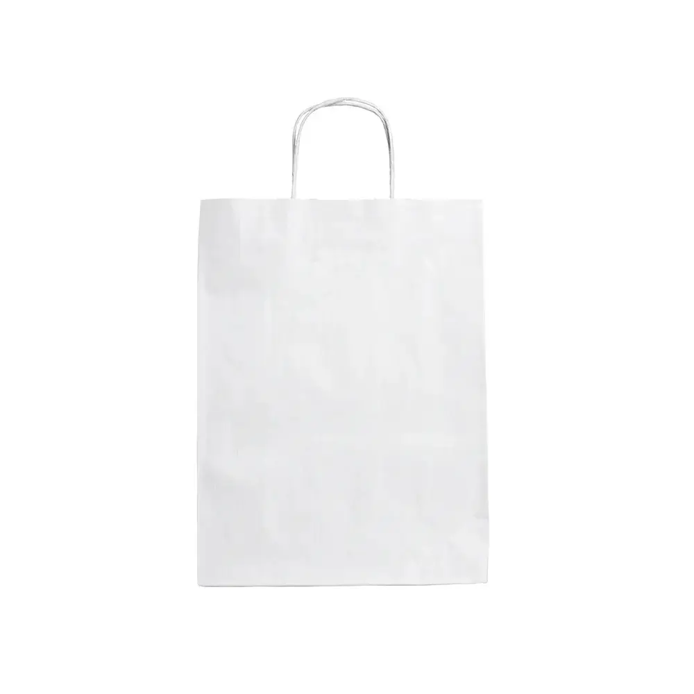 Ofset Baskılı Baskılı Burgu Saplı Beyaz Çanta 25x32x18 cm