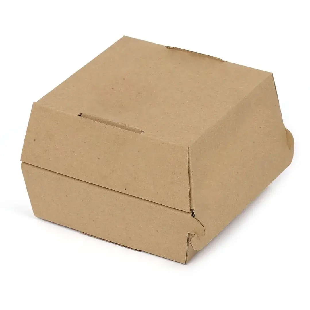 Oluklu Kraft Renk Baskısız Hamburger Kutusu 12x12x8 cm