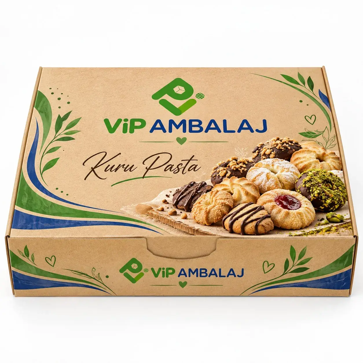 Kraft Kuru Pasta Kutusu - Sedefli, Baskılı, 1000 gr